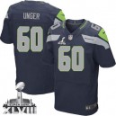 Men Nike Seattle Seahawks &60 Max Unger Elite Steel Blue Team Color Super Bowl XLVIII NFL Jersey