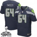 Men Nike Seattle Seahawks &64 J.R. Sweezy Elite Steel Blue Team Color Super Bowl XLVIII NFL Jersey