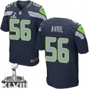 Men Nike Seattle Seahawks &56 Cliff Avril Elite Steel Blue Team Color Super Bowl XLVIII NFL Jersey