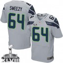Men Nike Seattle Seahawks &64 J.R. Sweezy Elite Grey Alternate Super Bowl XLVIII NFL Jersey