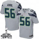 Men Nike Seattle Seahawks &56 Cliff Avril Elite Grey Alternate Super Bowl XLVIII NFL Jersey
