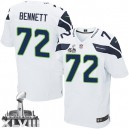 Men Nike Seattle Seahawks &72 Michael Bennett Elite White Super Bowl XLVIII NFL Jersey