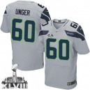 Men Nike Seattle Seahawks &60 Max Unger Elite Grey Alternate Super Bowl XLVIII NFL Jersey
