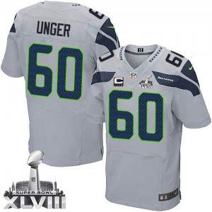 Hommes Nike Seattle Seahawks # 60 Max Unger Élite gris alternent C Patch Super Bowl XLVIII NFL Maillot Magasin