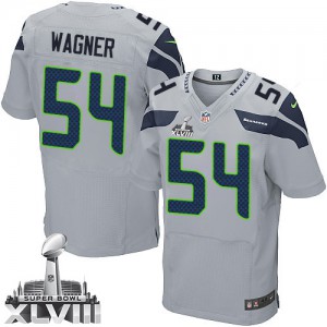 Hommes Nike Seattle Seahawks # 54 Bobby Wagner Élite gris XLVIII de rechange Super Bowl NFL Maillot Magasin