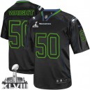 Men Nike Seattle Seahawks &50 K.J. Wright Elite Lights Out Black Super Bowl XLVIII NFL Jersey
