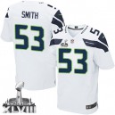 Men Nike Seattle Seahawks &53 Malcolm Smith Elite White Super Bowl XLVIII NFL Jersey