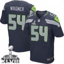Men Nike Seattle Seahawks &54 Bobby Wagner Elite Steel Blue Team Color Super Bowl XLVIII NFL Jersey