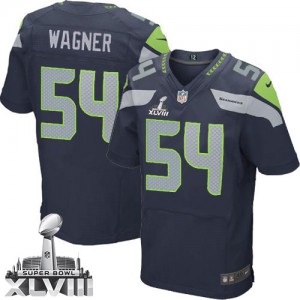 Hommes Nike Seattle Seahawks # 54 Bobby Wagner élite bleu acier équipe couleur Super Bowl XLVIII NFL Maillot Magasin