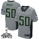 Men Nike Seattle Seahawks &50 K.J. Wright Elite Grey Shadow Super Bowl XLVIII NFL Jersey
