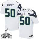 Men Nike Seattle Seahawks &50 K.J. Wright Elite White Super Bowl XLVIII NFL Jersey