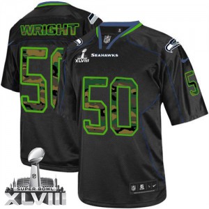 Hommes Nike Seattle Seahawks # 50 K.J. Wright élite Camo noir mode Super Bowl XLVIII NFL Maillot Magasin