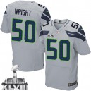 Men Nike Seattle Seahawks &50 K.J. Wright Elite Grey Alternate Super Bowl XLVIII NFL Jersey
