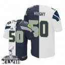 Men Nike Seattle Seahawks &50 K.J. Wright Elite Team/Road Two Tone Super Bowl XLVIII NFL Jersey