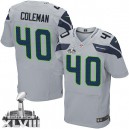 Men Nike Seattle Seahawks &40 Derrick Coleman Elite Grey Alternate Super Bowl XLVIII NFL Jersey