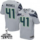 Men Nike Seattle Seahawks &41 Byron Maxwell Elite Grey Alternate Super Bowl XLVIII NFL Jersey