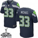Men Nike Seattle Seahawks &33 Christine Michael Elite Steel Blue Team Color Super Bowl XLVIII NFL Jersey