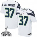 Men Nike Seattle Seahawks &37 Shaun Alexander Elite White Super Bowl XLVIII NFL Jersey