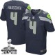 Men Nike Seattle Seahawks &4 Steven Hauschka Elite Steel Blue Team Color Super Bowl XLVIII NFL Jersey