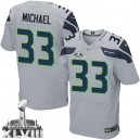 Men Nike Seattle Seahawks &33 Christine Michael Elite Grey Alternate Super Bowl XLVIII NFL Jersey