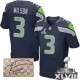 Men Nike Seattle Seahawks &3 Russell Wilson Elite Steel Blue Team Color Autographed Super Bowl XLVIII NFL Jersey