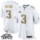 Men Nike Seattle Seahawks &3 Russell Wilson Elite White Salute to Service Super Bowl XLVIII NFL Jersey