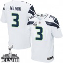 Men Nike Seattle Seahawks &3 Russell Wilson Elite White Super Bowl XLVIII NFL Jersey