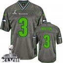 Men Nike Seattle Seahawks &3 Russell Wilson Elite Grey Vapor Super Bowl XLVIII NFL Jersey