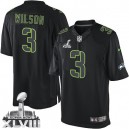 Men Nike Seattle Seahawks &3 Russell Wilson Elite Black Impact Super Bowl XLVIII NFL Jersey