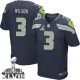 Men Nike Seattle Seahawks &3 Russell Wilson Elite Steel Blue Team Color Super Bowl XLVIII NFL Jersey