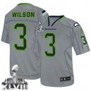 Men Nike Seattle Seahawks &3 Russell Wilson Elite Lights Out Grey Super Bowl XLVIII NFL Jersey