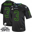 Men Nike Seattle Seahawks &3 Russell Wilson Elite Lights Out Black Super Bowl XLVIII NFL Jersey