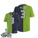 Men Nike Seattle Seahawks &3 Russell Wilson Elite Team/Green Two Tone Super Bowl XLVIII NFL Jersey