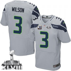 Hommes Nike Seattle Seahawks # 3 Russell Wilson Élite gris alternent C Patch Super Bowl XLVIII NFL Maillot Magasin Hommes Nike Seattle Seahawks # 3 Russell Wilson Élite gris alternent C Patch Super Bowl XLVIII NFL Maillot Magasin