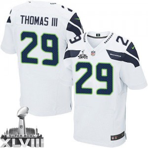 Hommes Nike Seattle Seahawks # 29 Earl Thomas III Élite blanc Super Bowl XLVIII NFL Maillot Magasin