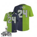 Men Nike Seattle Seahawks &24 Marshawn Lynch Elite Team/Green Two Tone Super Bowl XLVIII NFL Jersey