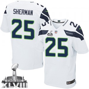 Hommes Nike Seattle Seahawks # 25 Richard Sherman Élite blanc Super Bowl XLVIII NFL Maillot Magasin Hommes Nike Seattle Seahawks # 25 Richard Sherman Élite blanc Super Bowl XLVIII NFL Maillot Magasin