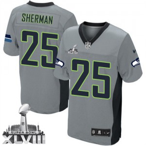 Hommes Nike Seattle Seahawks # 25 Richard Sherman Élite gris ombre Superbowl XLVIII NFL Maillot Magasin Hommes Nike Seattle Seahawks # 25 Richard Sherman Élite gris ombre Superbowl XLVIII NFL Maillot Magasin