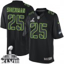 Men Nike Seattle Seahawks &25 Richard Sherman Elite Black Impact Super Bowl XLVIII NFL Jersey
