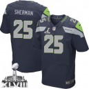 Men Nike Seattle Seahawks &25 Richard Sherman Elite Steel Blue Team Color Super Bowl XLVIII NFL Jersey