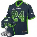 Men Nike Seattle Seahawks &24 Marshawn Lynch Elite Steel Blue Drift Fashion Super Bowl XLVIII NFL Jersey