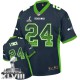 Men Nike Seattle Seahawks &24 Marshawn Lynch Elite Steel Blue Drift Fashion Super Bowl XLVIII NFL Jersey