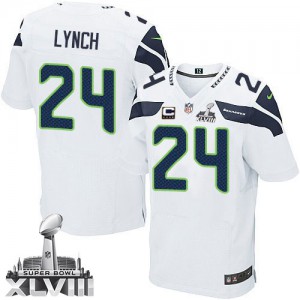 Hommes Nike Seattle Seahawks # 24 Marshawn Lynch Élite blanc C Patch Super Bowl XLVIII NFL Maillot Magasin Hommes Nike Seattle Seahawks # 24 Marshawn Lynch Élite blanc C Patch Super Bowl XLVIII NFL Maillot Magasin