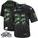Men Nike Seattle Seahawks &24 Marshawn Lynch Elite New Lights Out Black Super Bowl XLVIII NFL Jersey