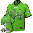 Men Nike Seattle Seahawks &24 Marshawn Lynch Elite Green Drift Fashion Super Bowl XLVIII NFL Jersey