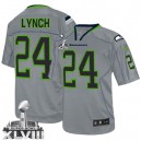 Men Nike Seattle Seahawks &24 Marshawn Lynch Elite Lights Out Grey Super Bowl XLVIII NFL Jersey