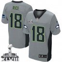 Men Nike Seattle Seahawks &18 Sidney Rice Elite Grey Shadow Super Bowl XLVIII NFL Jersey
