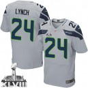 Men Nike Seattle Seahawks &24 Marshawn Lynch Elite Grey Alternate Super Bowl XLVIII NFL Jersey