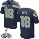 Men Nike Seattle Seahawks &18 Sidney Rice Elite Steel Blue Team Color Super Bowl XLVIII NFL Jersey