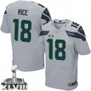 Men Nike Seattle Seahawks &18 Sidney Rice Elite Grey Alternate Super Bowl XLVIII NFL Jersey